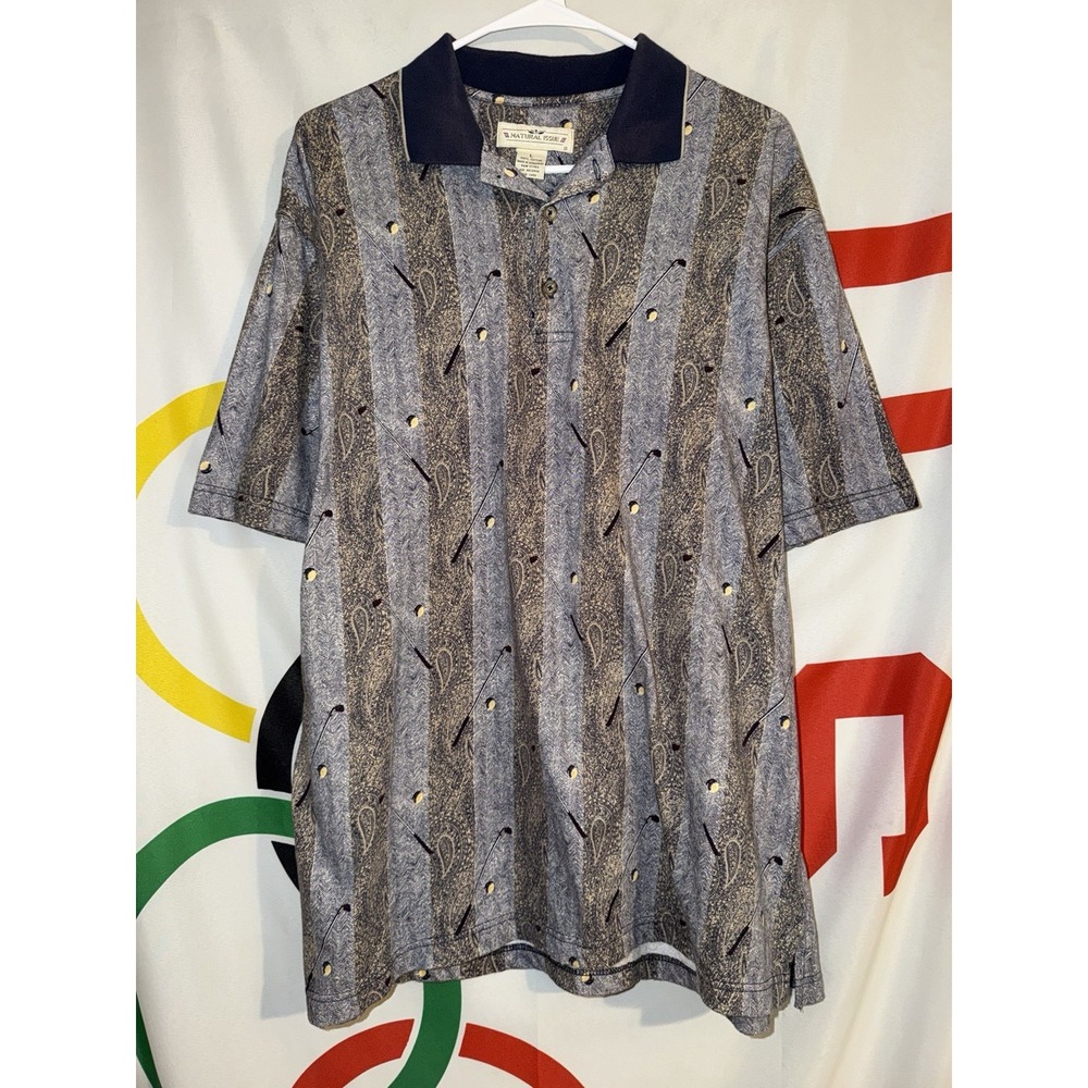 Vintage Natural Issue Golf Polo Shirt Mens Large AOP 90s Cotton